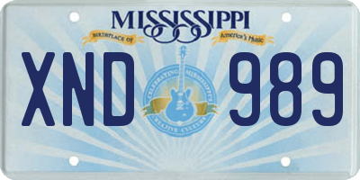 MS license plate XND989