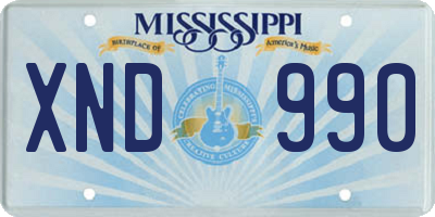 MS license plate XND990