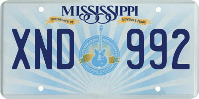 MS license plate XND992