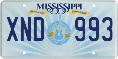MS license plate XND993