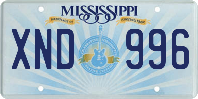 MS license plate XND996