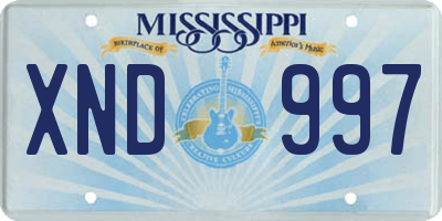 MS license plate XND997
