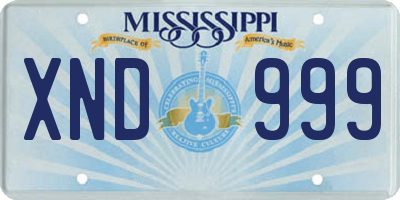 MS license plate XND999