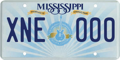 MS license plate XNE000