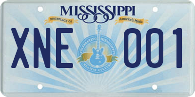 MS license plate XNE001