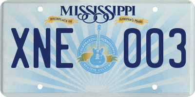 MS license plate XNE003