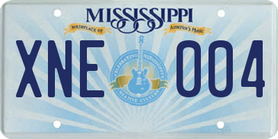 MS license plate XNE004