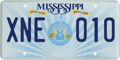 MS license plate XNE010