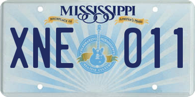 MS license plate XNE011