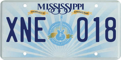 MS license plate XNE018