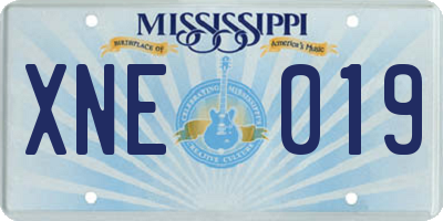 MS license plate XNE019
