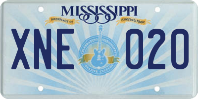 MS license plate XNE020