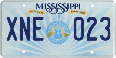 MS license plate XNE023