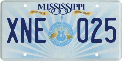 MS license plate XNE025