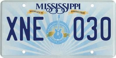 MS license plate XNE030