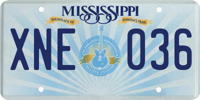 MS license plate XNE036