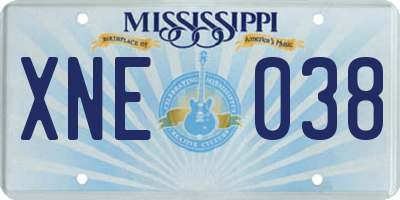 MS license plate XNE038