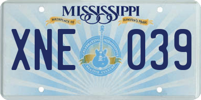 MS license plate XNE039