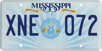 MS license plate XNE072