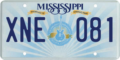 MS license plate XNE081