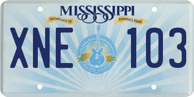 MS license plate XNE103