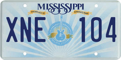 MS license plate XNE104