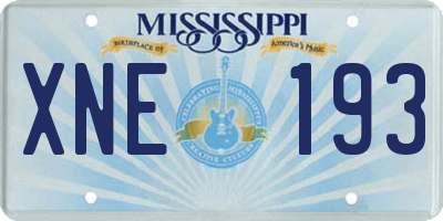 MS license plate XNE193