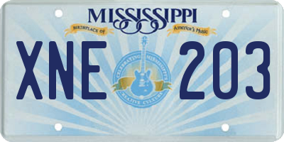 MS license plate XNE203