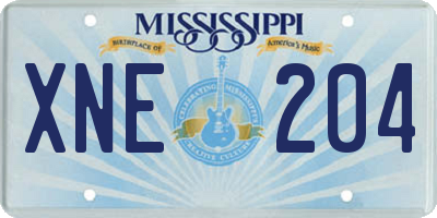 MS license plate XNE204
