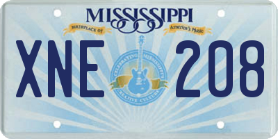 MS license plate XNE208