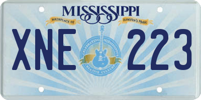 MS license plate XNE223