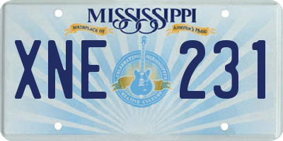 MS license plate XNE231