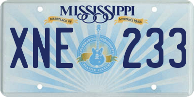 MS license plate XNE233