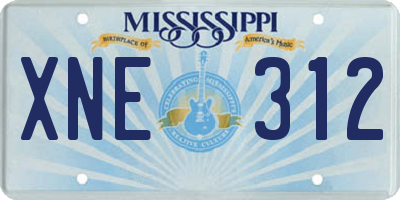 MS license plate XNE312