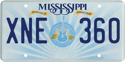 MS license plate XNE360