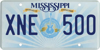 MS license plate XNE500