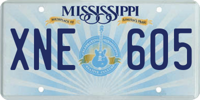 MS license plate XNE605