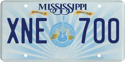 MS license plate XNE700