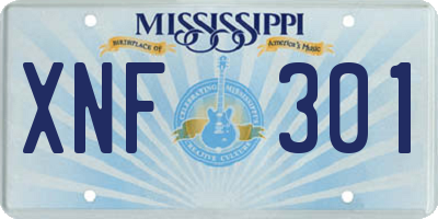 MS license plate XNF301