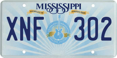 MS license plate XNF302