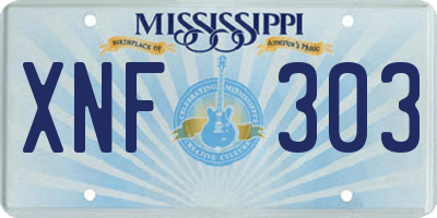MS license plate XNF303