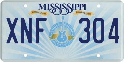 MS license plate XNF304