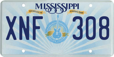MS license plate XNF308