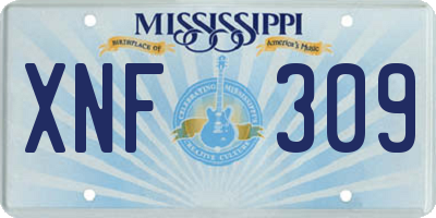 MS license plate XNF309