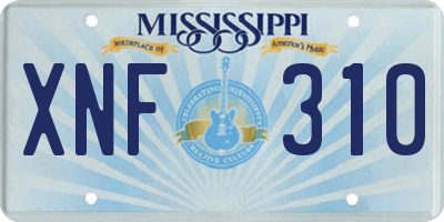 MS license plate XNF310