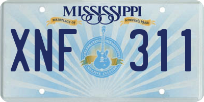 MS license plate XNF311