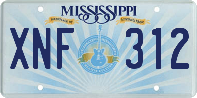 MS license plate XNF312