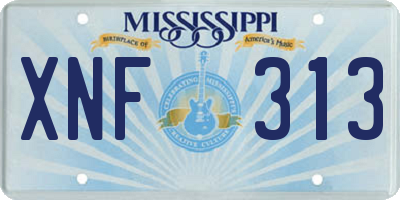 MS license plate XNF313