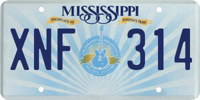 MS license plate XNF314