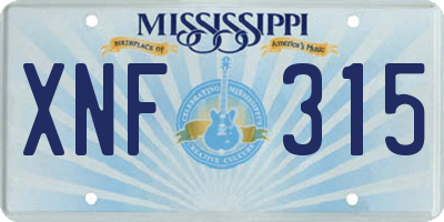 MS license plate XNF315
